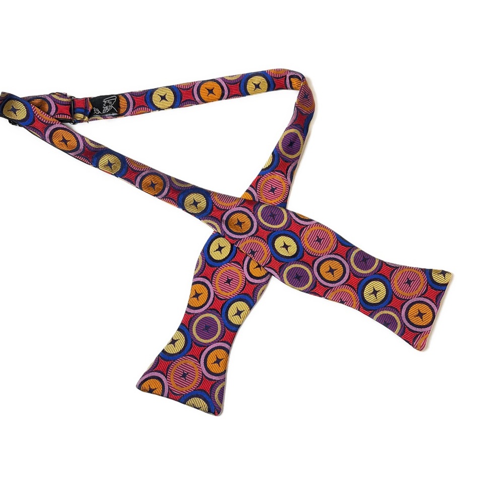 GJ Cahn Hand Made All Silk Men’s Fun Geometric Colorful Adjustable Bow Tie